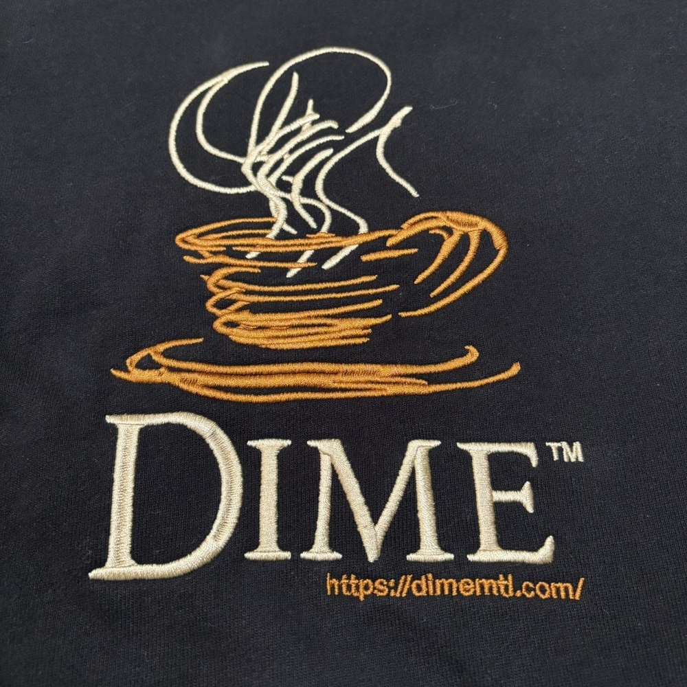 Dime MTL Coffee Cup Embroidered Crewneck Sweatshirt Mens XL Black Skate - Picture 2 of 7